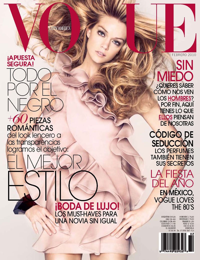 Beautiful Victoria's Secret Blonde Model Lindsay Ellingson Modeling For The Cover Of Vogue Latinoamerica (Mexico Peru Costa Rica Chile) Photographed By Nino Munoz And Styled By Fashion Editor Sarah Gore-Reeves