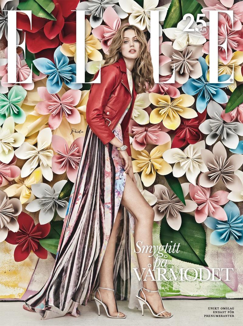 Beautiful Swedish Blonde Model With Blue Eyes Frida Gustavsson Modeling For The Cover Of Elle Sweden Magazine Modeling For Elle Sweden A World Of Flowers Fashion Editorials Modeling As One Of The Highest Paid Models In The World.