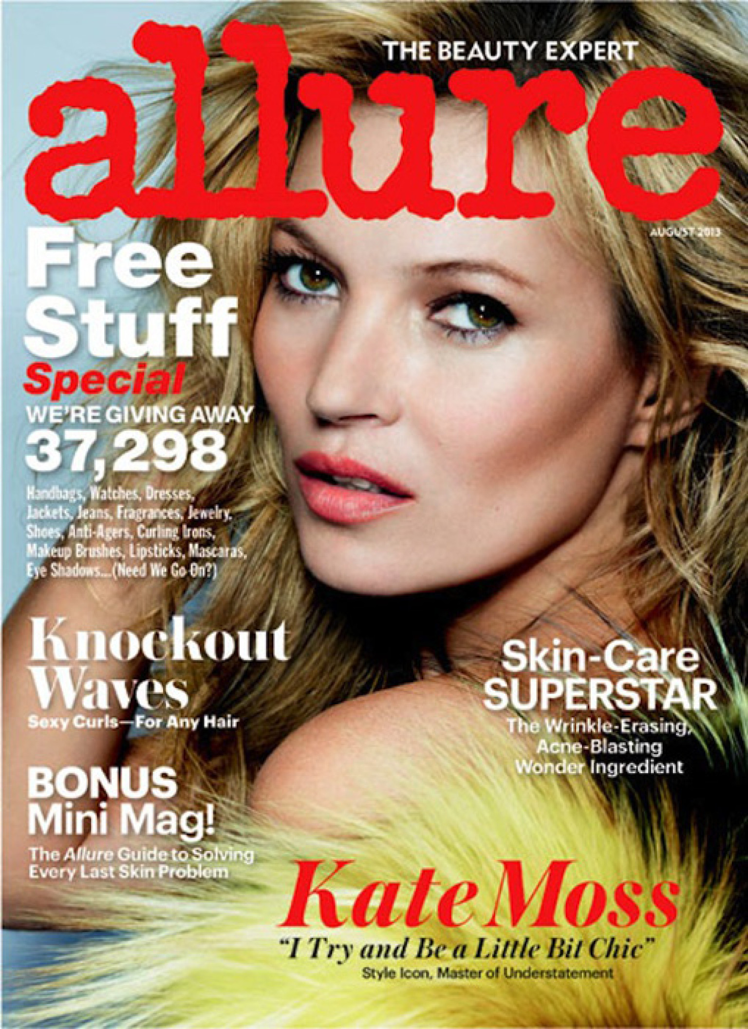 Beautiful Blonde British Fashion Model Kate Moss Modeling For The Cover Of Allure Magazine And Allure Fashion Editorials Modeling As One Of The Highest Paid Models In The World.