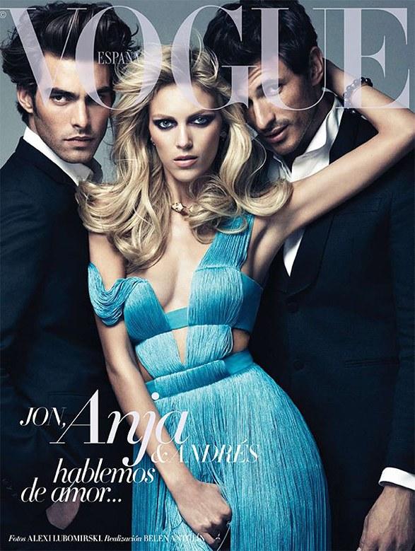 Beautiful Blonde Model Anja Rubik Modeling In A Beautiful Blue Dress For The Cover Of Vogue Spain Magazine Photographed By Alexi Lubomirski For Vogue Spain Magazine Editorials.