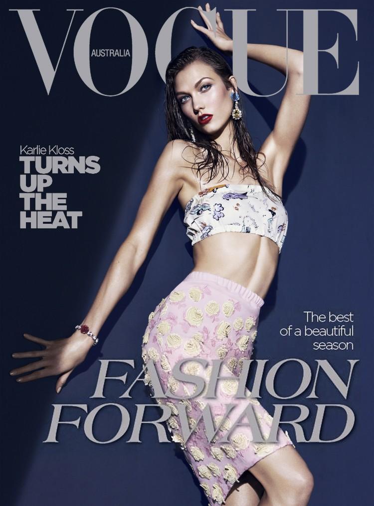 Beautiful Model Karlie Kloss Modeling For The Cover Of Vogue Australia Magazine Photographed By Kai Z Feng For Vogue Australia Magazine Editorials.