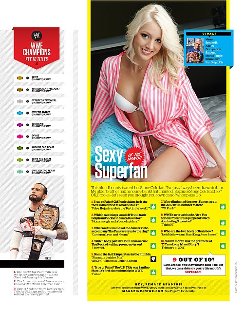 ZARZAR MODELING AGENCY Congratulates Its Beautiful San Diego Southern California Blonde ZARZAR ANGEL Brooke Rilling For Her National Magazine Editorial For World Wrestling Entertainment WWE Magazine As The Superfan Model Of The Month For May 2012