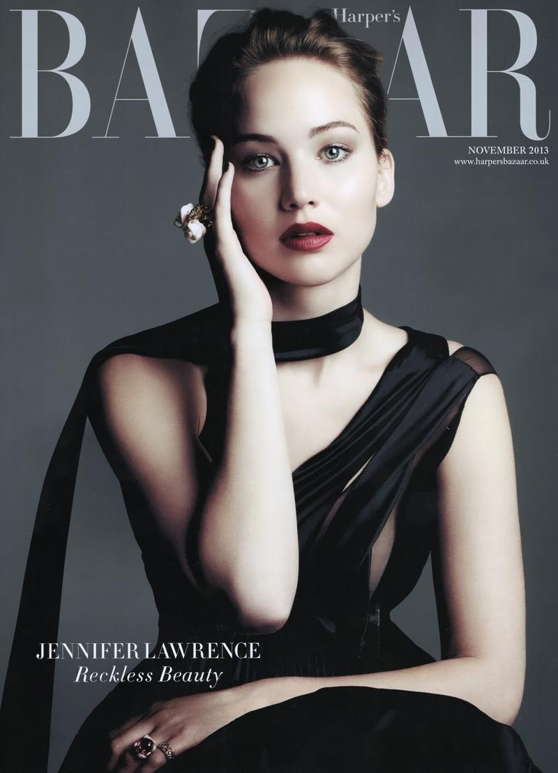 Beautiful American Actress Jennifer Lawrence Modeling For The Cover Of Harper's Bazaar UK (United Kingdom) Fashion Magazine Modeling As One Of The Highest Paid Actresses In The World With Earnings Of $34 Million Dollars For The Year.