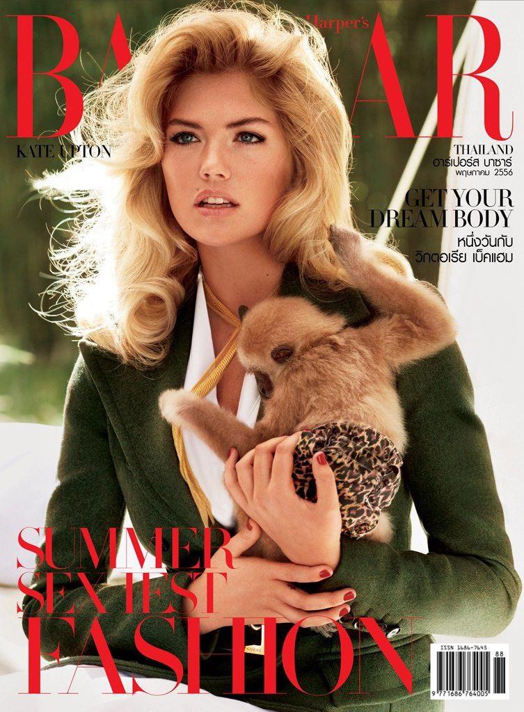 Beautiful Blonde American Fashion Model Kate Upton Modeling For The Cover Of Harper's Bazaar Thailand And Harper's Bazaar Thailand Fashion Editorials Modeling As One Of The Highest Paid Models In The World.