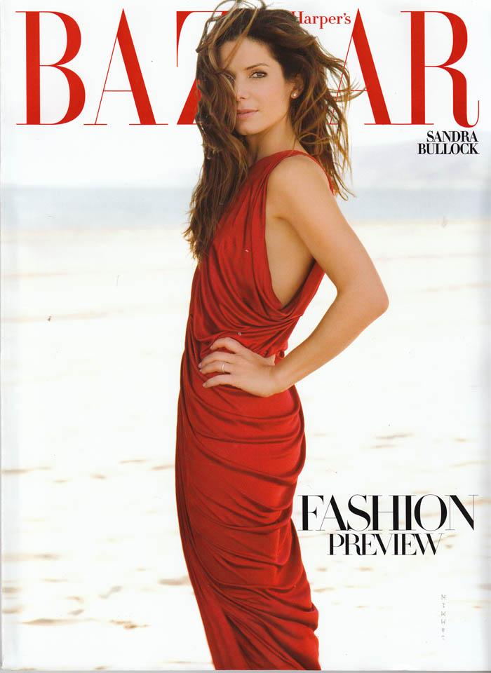 Beautiful American Actress Sandra Bullock Modeling For The Cover Of Harper's Bazaar Modeling As The Highest Paid Actress In The World. The Highest Paid Actress In Hollywood. The Top Earning Actress In The World.